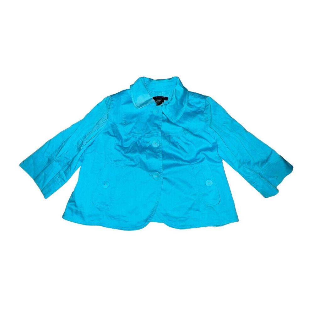 Sandro Sportswear Jacket Women's S Blue Cropped 1/2 Sleeve Pockets Collared